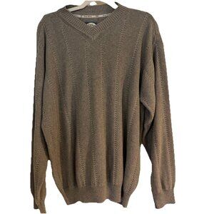 Tommy Bahama Sweater Mens Large Taupe Tan V Neck Golf Casual Knit Pullover Top